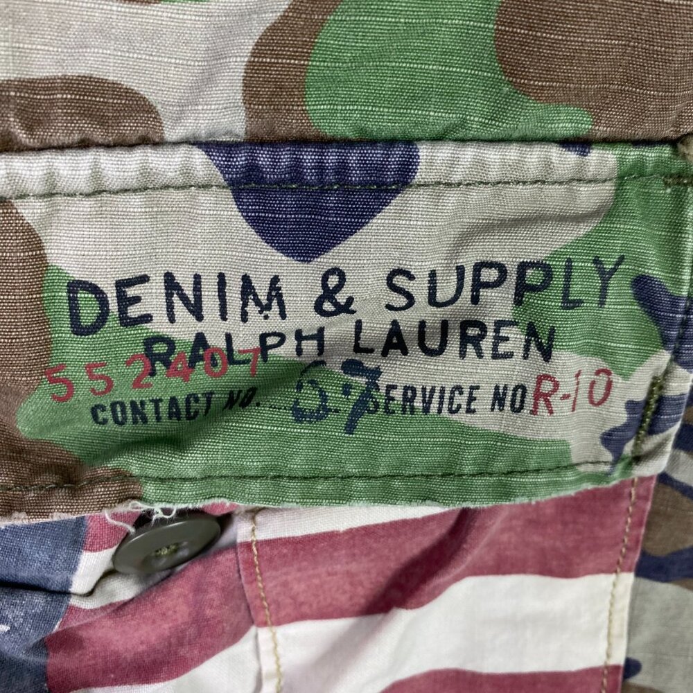 Denim & Supply Ralph Lauren Cargo Shorts Men's 36 Camo US American Flag & - Picture 5 of 11